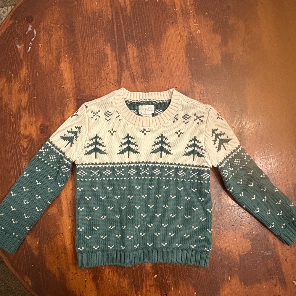Green and Cream Tree Pattern Sweater